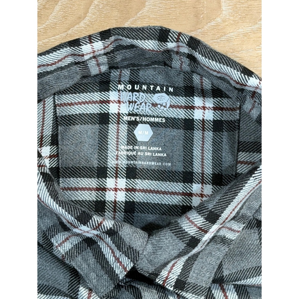 Mountain Hardwear Mens Med Plaid Flannel LS Button Up Down Shirt Gray Black Red - Picture 4 of 7
